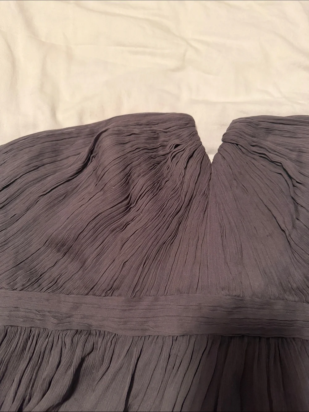J. Crew Strapless Grey Chiffon Pleated Cocktail Dress